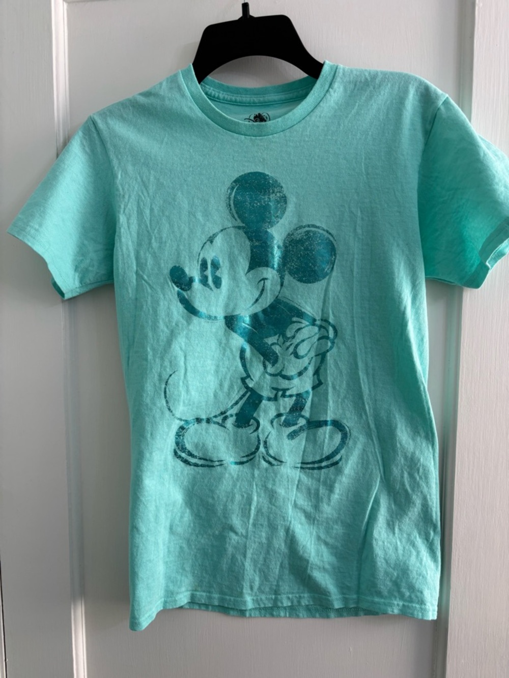 Disney Aqua Crewneck Mickey Mouse Short Sleeve Tee
